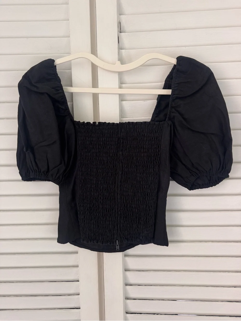 Reformation Arancini Linen Top in Black